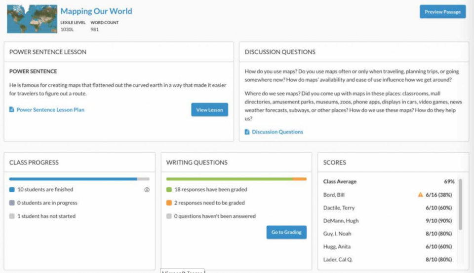 screenshot of Imagine Learning